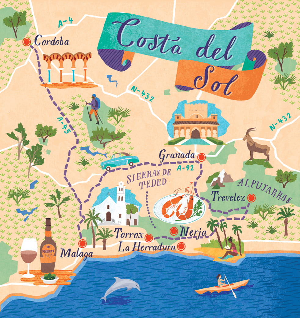 Costa del Sol quiet resorts - map of the area